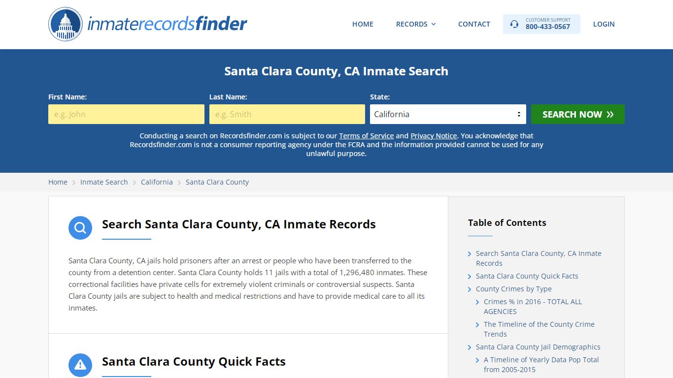Santa Clara County, CA Inmate Search - RecordsFinder